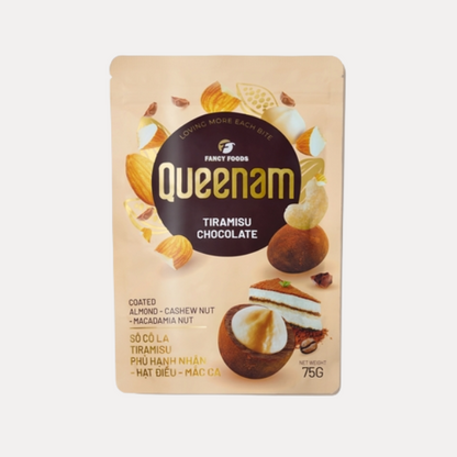 Socola tiramisu phu hat hanh nhan hat dieu mac ca - Tiramisu Chocolate Coated Almond-Cashew Nut-Macadamia Nut 75g