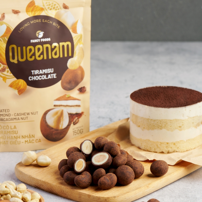 Socola tiramisu phu hat hanh nhan hat dieu mac ca - Tiramisu Chocolate Coated Almond-Cashew Nut-Macadamia Nut 75g