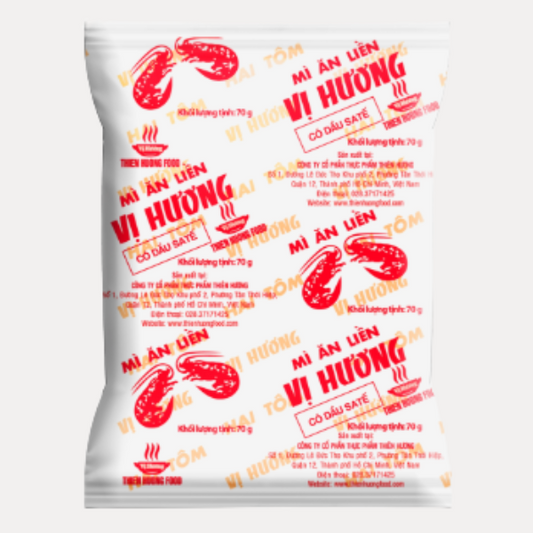 Thiên Hương Mì Gói Giấy Sate 2 Tôm (lốc 10 gói) - Spicy Shrimp Noodle * 10 Bags x 65Gr