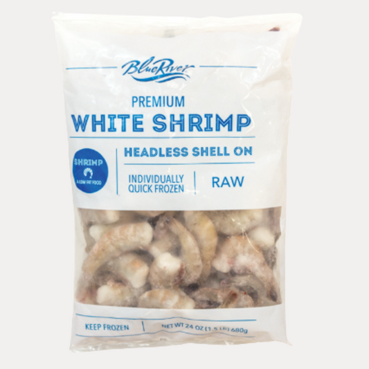 Tom trang song dong lanh Blue River - FZ 31/35 HLSO WHTE SHRIMP IQF 1.5lb