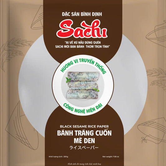 Banh trang cuon me den 50 pk x 16cm 200g - Rice Paper with Black Sesame