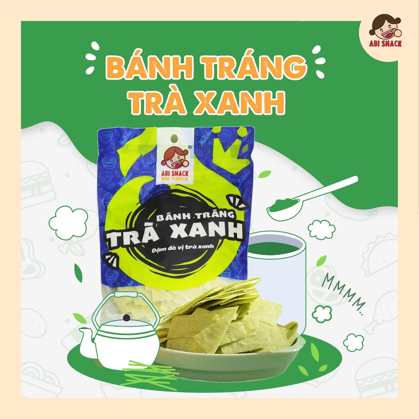 Banh trang tra xanh Abisnack 2.85oz