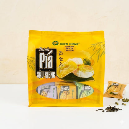 Banh Pia Sau Rieng 3 Vi/ Mini Pia Cake Mung bean- Green TeaTaro- Durian * 480g
