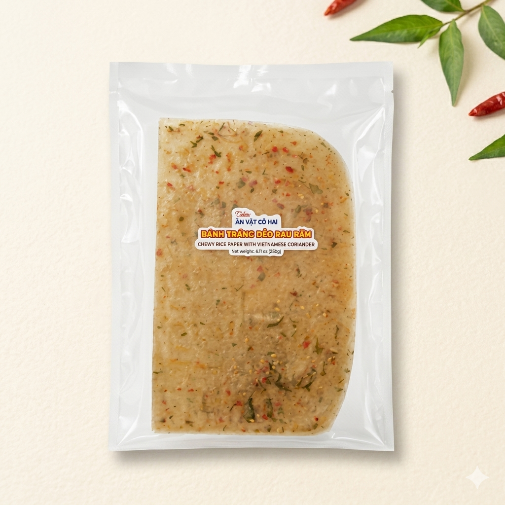 Banh trang deo rau ram/ Chewy Rice Paper With Vietnamese Coriander * 230g