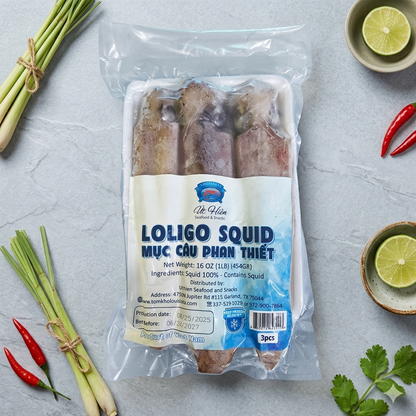 Muc cau Phan Thiet loai 1 (3Pcs/pack) - Loligo Squid 1lb