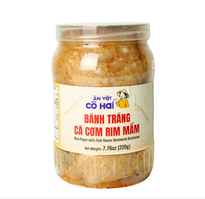 AVCH94 - Banh Trang Ca Com Rim Mam/ Rice Paper With Fish Sauce Simmered Anchovies * 220g x 20 Units