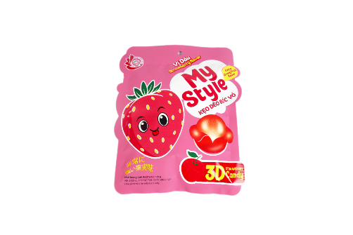 KEO DEO VI DAU -Peeled Gummy Candy -Strawberry Flavor-120g 1 count