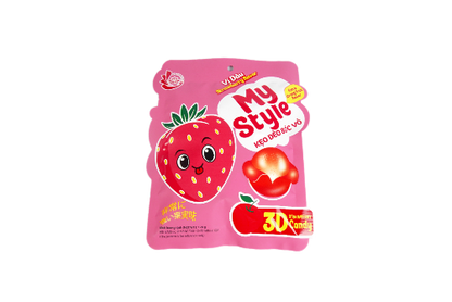 KEO DEO VI DAU -Peeled Gummy Candy -Strawberry Flavor-120g 1 count